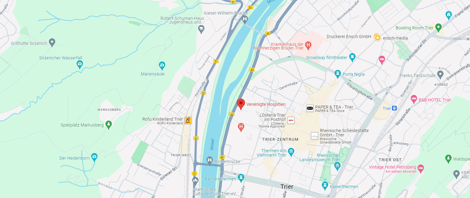 Karte zeigt Standort des Weingutes der Vereinigten Hospitien